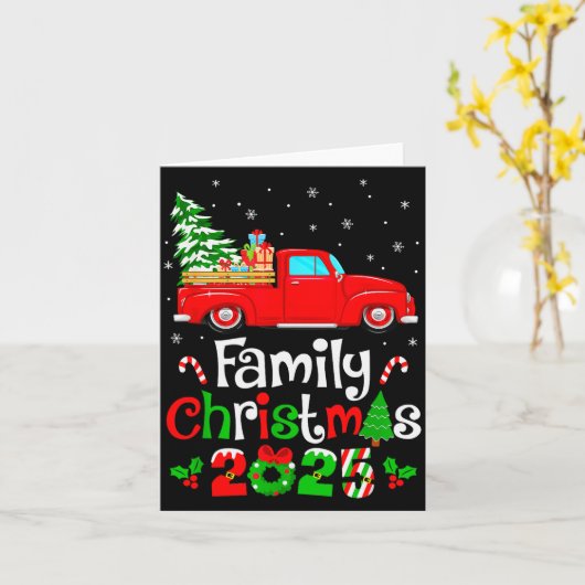 Family Christmas 2025 Truck Tree Squad Matching Xm Karte (Gelbe Blume)