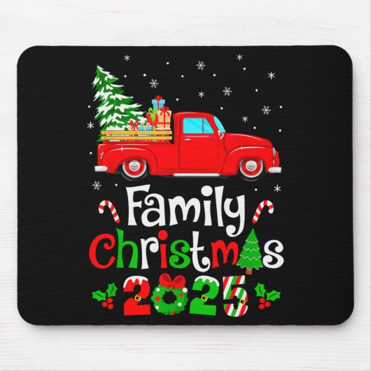 Family Christmas 2025 Truck Tree Squad Matching Xm Mousepad (Vorne)
