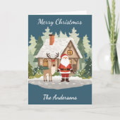 Family Christmas Card - Santa & Reindeer Karte (Vorderseite)