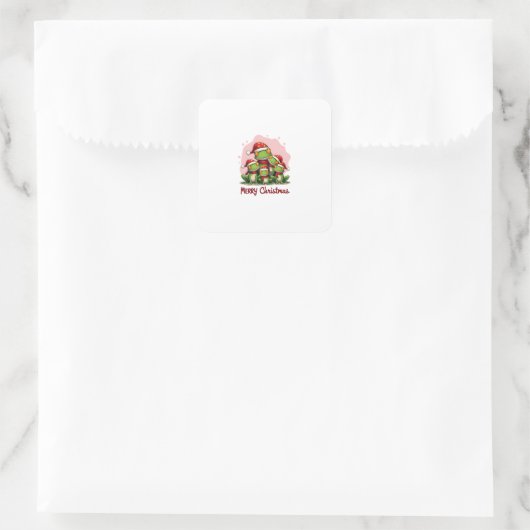 Family christmas frogs (1) quadratischer aufkleber (Tasche)