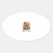 Family christmas frogs (3) ovaler aufkleber (Vorderseite)