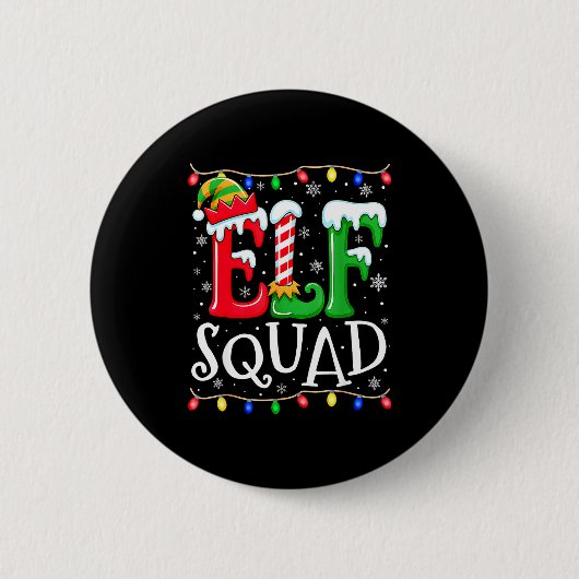 Family Christmas Matching Pajamas Elf Xmas Squad Button (Vorderseite)