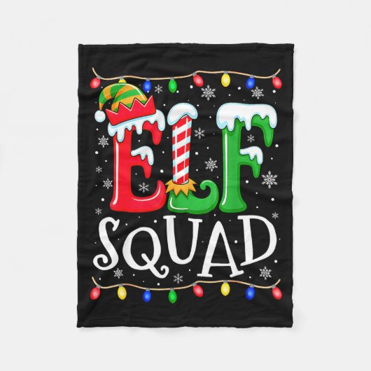 Family Christmas Matching Pajamas Elf Xmas Squad Fleecedecke (Vorderseite)