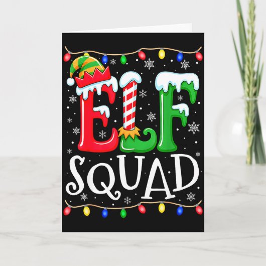 Family Christmas Matching Pajamas Elf Xmas Squad  Karte (Vorderseite)
