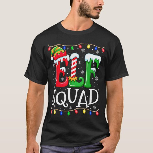 Family Christmas Matching Pajamas Elf Xmas Squad T-Shirt (Vorderseite)