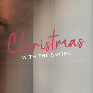 Family Christmas Modern Minimalist Family Name Fensteraufkleber