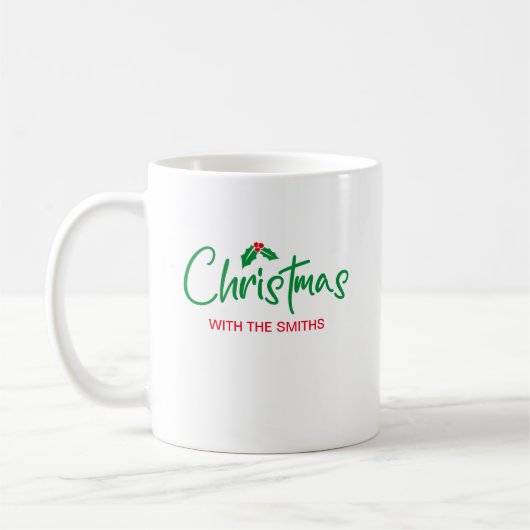 Family Christmas | Modern Minimalist Family Name Kaffeetasse (Links)