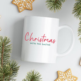 Family Christmas | Modern Minimalist Family Name Kaffeetasse