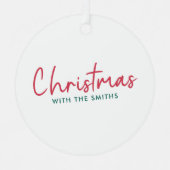 Family Christmas | Modern Minimalist Family Name Ornament Aus Metall (Vorderseite)