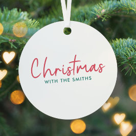 Family Christmas | Modern Minimalist Family Name Ornament Aus Metall