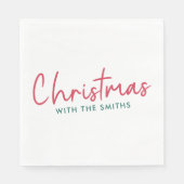 Family Christmas | Modern Minimalist Family Name Serviette (Vorderseite)