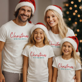 Family Christmas | Modern Minimalist Family Name T-Shirt