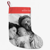 Family Christmas Modern Stylish Orange Red Foto Kleiner Weihnachtsstrumpf (Vorderseite)