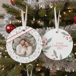 Family Christmas Ornament – Festive Foliage Photo
