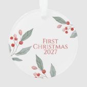 Family Christmas Ornament – Festive Foliage Photo (Rückseite)