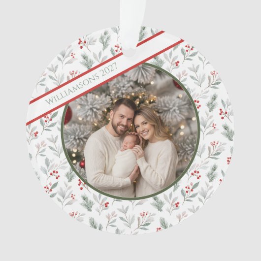 Family Christmas Ornament – Festive Foliage Photo (Vorderseite)