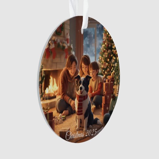 Family Christmas Ornament with Border Collie – Coz (Vorderseite)
