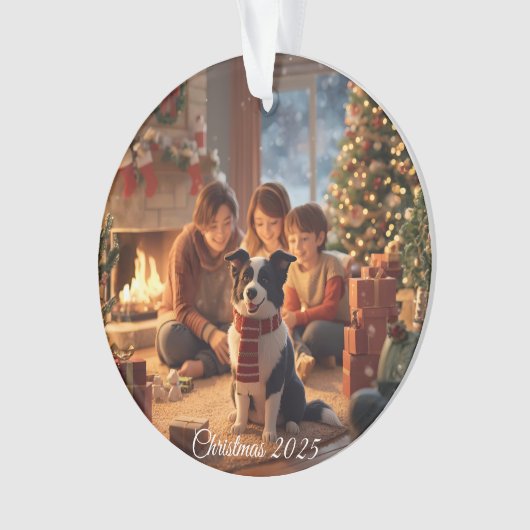 Family Christmas Ornament with Border Collie – Coz (Vorderseite)