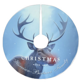 Family Christmas Reindeer Winter Wonderland  Polyester Weihnachtsbaumdecke