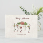 Family Christmas Stockings Card Feiertagskarte (Stehend Vorderseite)