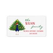 Family Christmas Tree Peacock Mailing Adressaufkleber (Vorne)