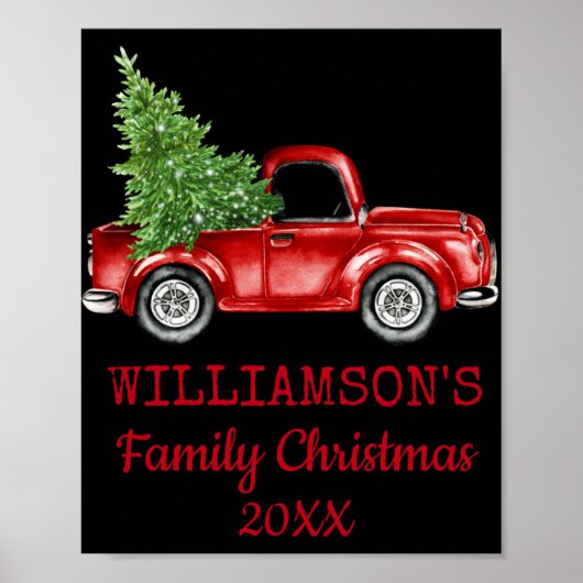 Family Christmas Vintage Truck D T Shirt Poster (Vorne)