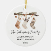 Family Christmas Watercolor Stockings Photo Keramik Ornament (Vorne)