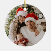 Family Christmas Watercolor Stockings Photo Keramik Ornament (Hinten)