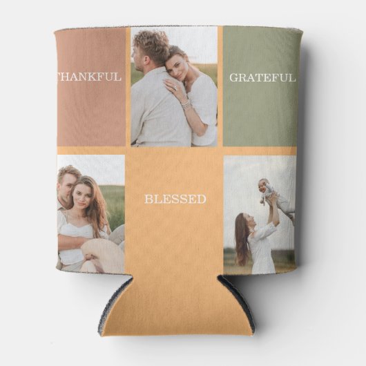 Family Collage Foto | Dankbar gesegnet dankbar Dosenkühler (Vorderseite)