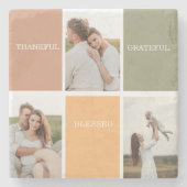 Family Collage Foto | Dankbar gesegnet dankbar Steinuntersetzer (Vorderseite)