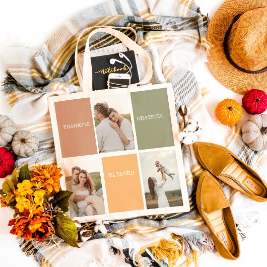 Family Collage Foto | Dankbar gesegnet dankbar Tragetasche