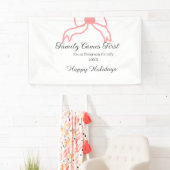 Family comes first red bow family name holidays banner (Insitu)