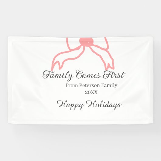 Family comes first red bow family name holidays banner (Horizontal)