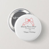 Family comes first red bow family name holidays button (Vorne & Hinten)