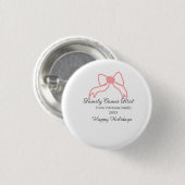 Family comes first red bow family name holidays button (Vorne & Hinten)