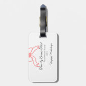Family comes first red bow family name holidays gepäckanhänger (Rückseite vertikal)