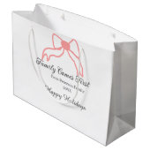 Family comes first red bow family name holidays große geschenktüte (Rückseite Schrägansicht)