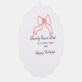Family comes first red bow family name holidays ornament karte (Rechts)