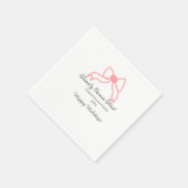 Family comes first red bow family name holidays serviette (Ecke)