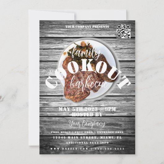Family Cookout Barbecue Steak Event Party Flyer Einladung (Vorderseite)