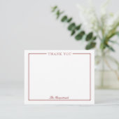 Family Couples Elegant Script Dark Red Stationery Dankeskarte (Stehend Vorderseite)