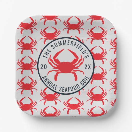 Family Crail Boil Summer Seafood Party Custom Pappteller (Vorderseite)