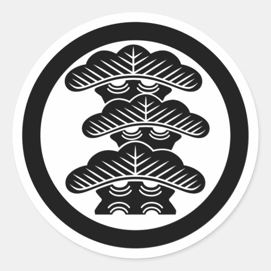 [Family Crest] Right-align 3tier pine tree w/round Runder Aufkleber (Vorderseite)