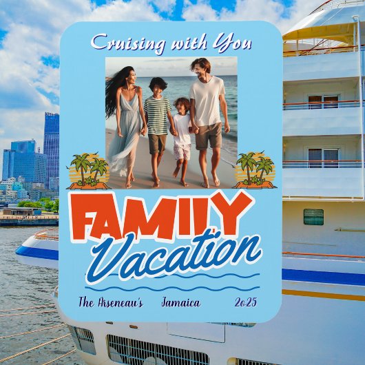 Family Cruise Blue Tropical Personalize Magnet