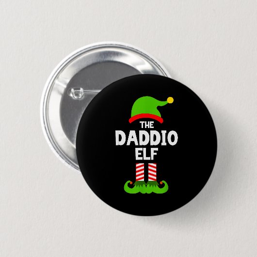 Family Daddio Elf Christmas Matching Pajama Funny Button (Vorne & Hinten)