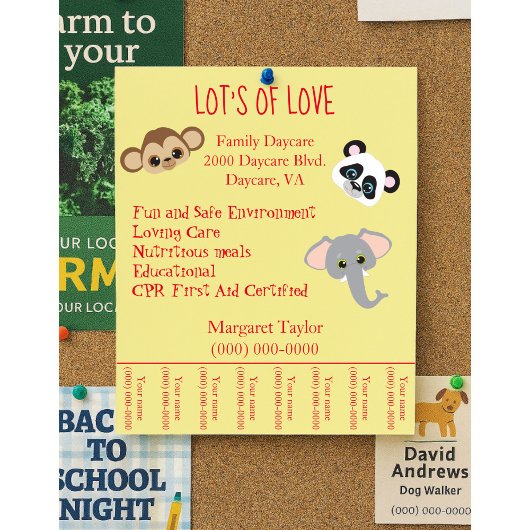 Family Daycare Jungle Animal Theme Tearaway Flyer