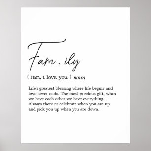 "Family Definition Wall Art Poster" Poster