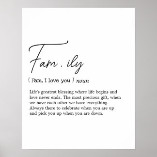 "Family Definition Wall Art Poster" Poster