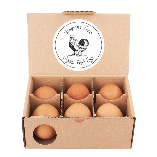Family Farm Organic Fresh Eggs Runder Aufkleber