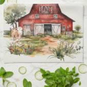 Family Farm Rustic Barn Cute Country Farm Geschirrtuch (Gefaltet)
